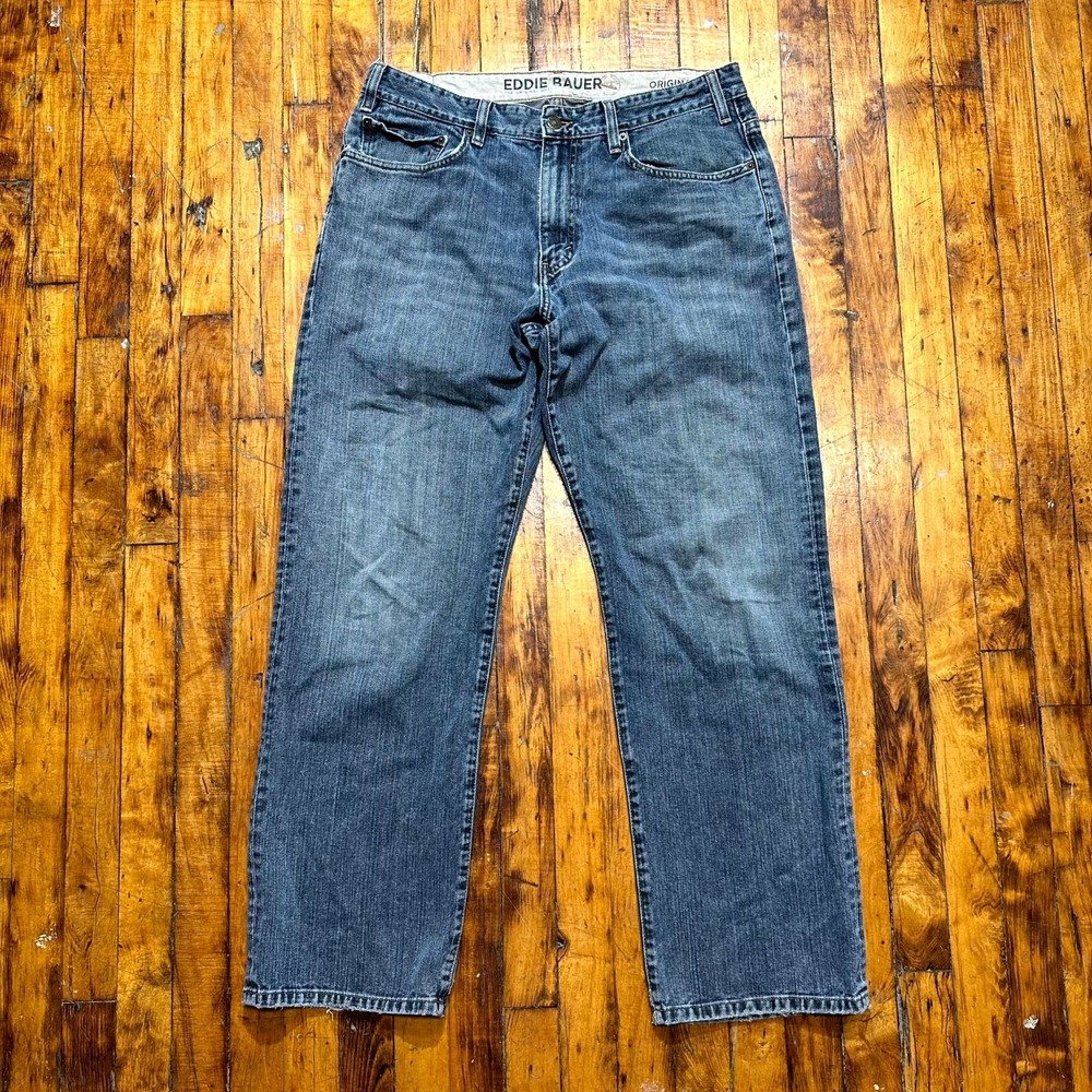 Eddie Bauer Jeans Men's 36x32 Blue Denim Regular Fit Straight Leg Medium Wash